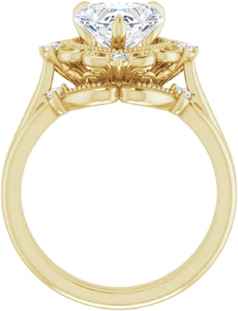 10K/14K/18K Solid Yellow Gold Handmade Engagement Ring, 1.50 CT Heart Cut Moissanite Solitaire Ring, Diamond Wedding Ring Set for Women/Her, Anniversary/Propose Ring, VVS1