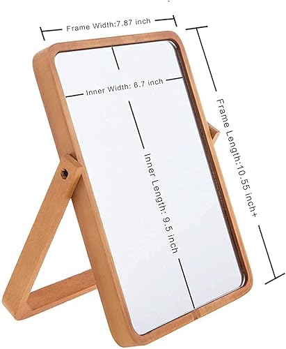 Miniatura 3 de Espejo de maquillaje de mesa de madera vintage, espejos rectangulares para montar en la pared, espejo de escritorio, espejo colgante, espejo de