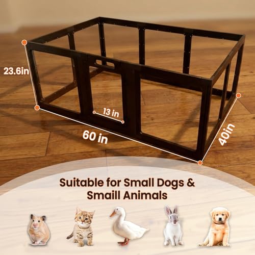 Image of Transparent Indoor Dog Playpen with Safety Lock, Indoor Dog Fence for Small & Medium Pets | Secure, Stylish, Easy Clean Play Pen for Dogs & Pets with Scratch Resistant Panels (24''H,Black, 10 Panel)