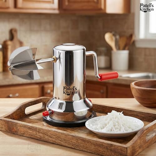 Image of PATEL'S KITCHEN Coconut Scraper with Stainless Steel Serrated Blade | Manual Coconut Grater Tool | Coconut Meat Remover | Kitchen Tool for Fresh Coconut Scraping (VACCUM Scraper, 1, Count)