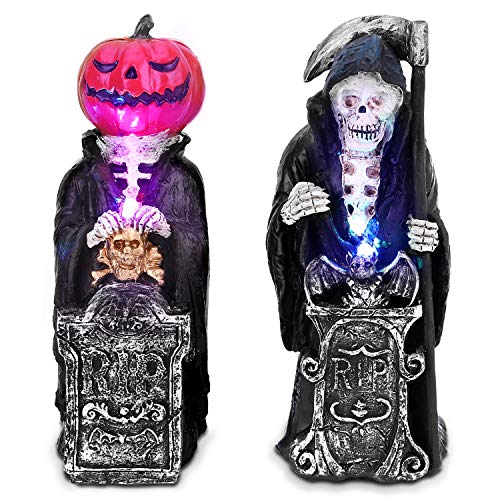Preisvergleich Produktbild OUSFOT Halloween Deko Totenkopf Tischlampe für Halloween Party Haus 2 Stück