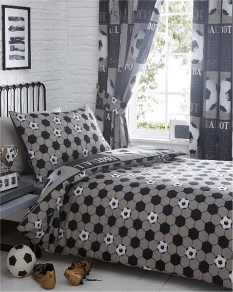Homespace Direct Back Of The Net Kids Duvet Cover Set Children Reversible Easy Care Football/Soccer Bedding Shoot and Score Bed Linen with Pillowcases - Image 2