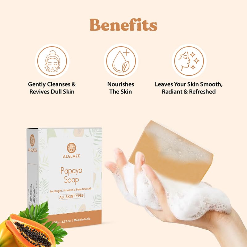 Image of Papaya Soap With Shea Butter & Jojoba Oil | Brightens, Smoothens & Refreshes | 100 g (Pack of 5)