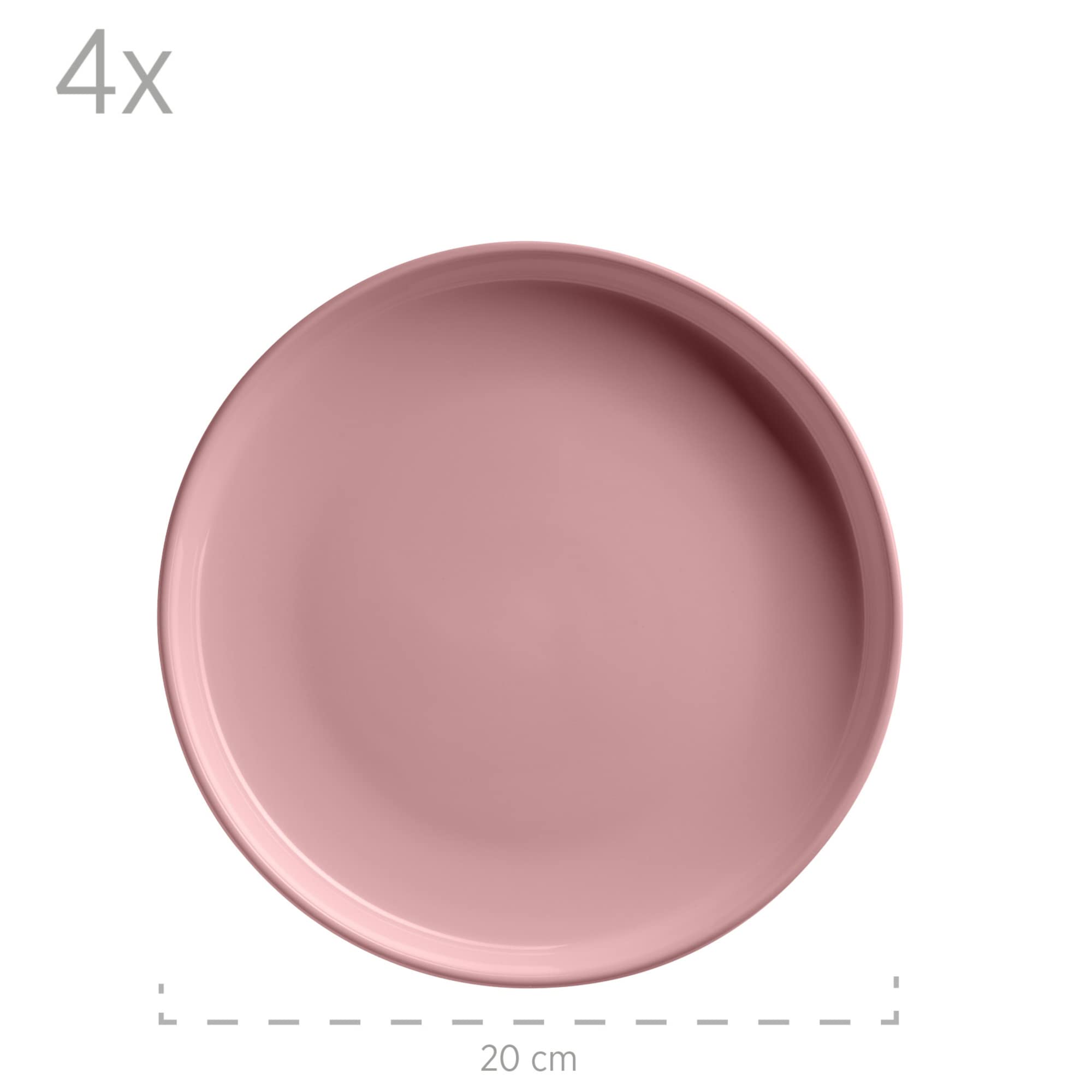 MÄSER 934005 - Set di stoviglie per 4 persone, design scandinavo, 16 pezzi, in ceramica rosa, gres