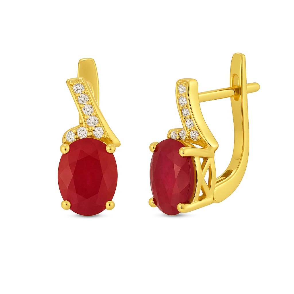 925 Sterling Silver Ruby & Zircon Jacket Lever Back Earrings | 92.5 Sterling Silver & Oval Brilliant Ruby Tops for Women & Girls-image-25