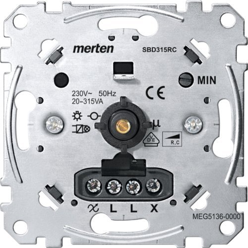 Merten Drehdimmer-Einsatz für kapazitive Belastung, 20-315 W, Rotary, Manuell, Touch, IP20, 1-Weg, 1 Stück