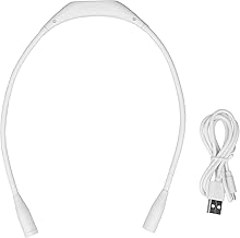 Luz de leitura de pescoço LED, luminária de livro para leitura na cama, recarregável para livros, braços dobráveis para os olhos, recarregável, de longa duração para ler, tricô, acampamento (branca)