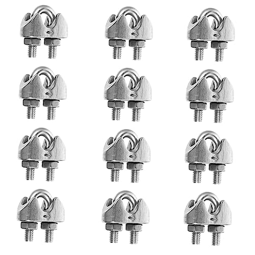 FUNOMOCYA 12pcs Chuck U Type Clip Cable Clips Wire Ropes Wire Rope Clips Cord Clip Jig Rope Clamp Wire Grip Clamp Stainless Cable Clip Bolts Clamps Cable Clamp Silver Stainless Steel