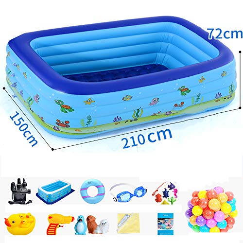 T-XYD Piscina Rectangular Piscina Familiar Inflable Jardín Niños y Adultos con Bomba Inflable,D