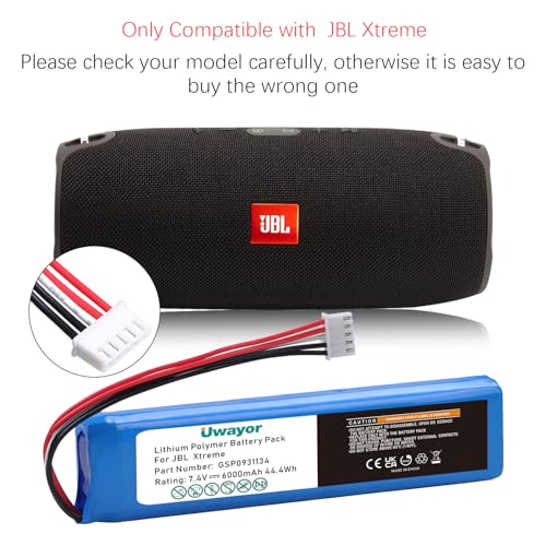 Miniatura 7 de Uwayor Batería De Repuesto Para Altavoces Bluetooth Jbl Xtreme, 6000 Mah, Número De Pieza Extrema Gsp0931134, 7,4 V, Batería Jbl Xtreme Con Herramienta De Instalación