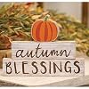 Set of 3 Autumn Blessings w Pumpkin Wood Stackers Shelf Sitters Fall Autumn Decoration Distressed Wood Country Farmhouse Rustic