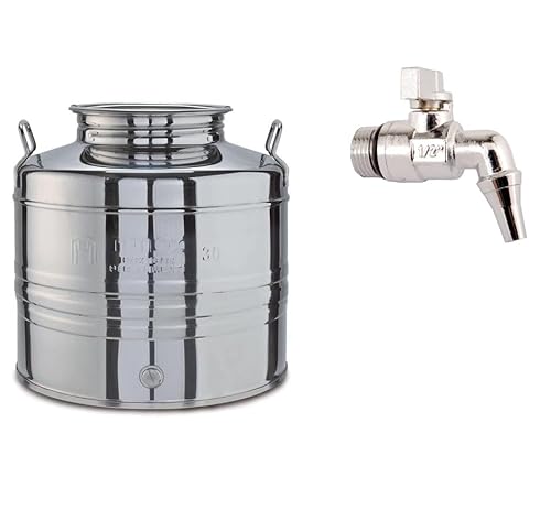 eacommerce Contenedor bidón barril para aceite de acero inoxidable Olivà con tapón hermético a rosca … (Varilla + Grifo, 30 litros)
