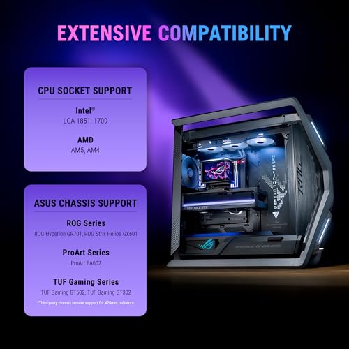 Image of ASUS ROG RYUO IV SLC 360 ARGB All-in-one CPU Liquid Cooler with Shortened tubing maximizes a Clean Aesthetic, Curved 6.67-inch AMOLED Display Supports 3D-Effect Video or Customized System Information
