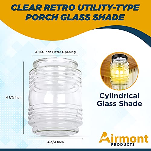 Image of 3-1 /4 inch Fitter Clear Jelly Jar Porch Glass Shade, Clear Cylindrical Replacement Glass for Wall Sconce & Outdoor Fixtures (1-Pack) AP-10501