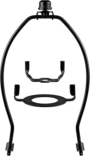 Soporte de arpa de pantalla de lámpara de 8 pulgadas, arpa de lámpara para base de luz E26, adaptador de ajuste UNO, juego de base de remate y arpa,