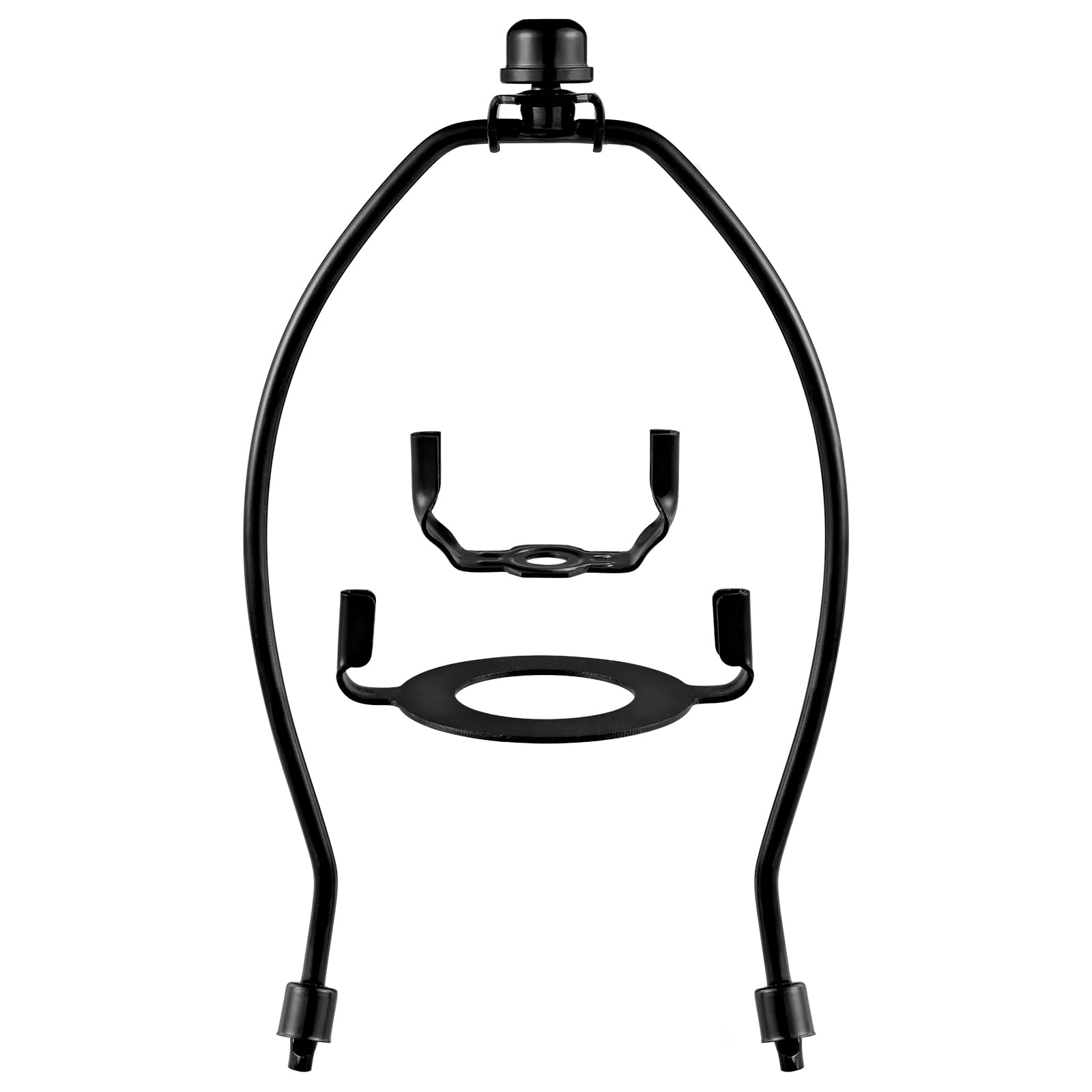 8 inch Lamp Shade Harp Holder,Lamp Harp Fits E26 Light Base UNO Fitter Adapter,Finial and Harp Base Set,Adapted All Styles of 9-10 inch Lampshade,Table and Floor Lamps (Black)