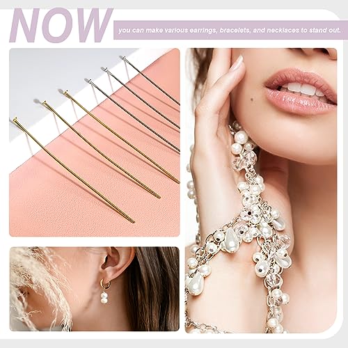 TOAOB 50mm 200 Stück Nietstifte Kettelstifte Prismenstifte Gold Silber Edelstahl für DIY Schmuckherstellung