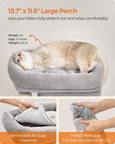 Feandrea-Cat-Tree-264-Inch-Cat-Tower-S-Cat-Condo-for-Kittens-up-to-7-lb-Large-Cat-Perch-2-Cat-Caves-Scratching-Post-Light-Gray-UPCT611W01
