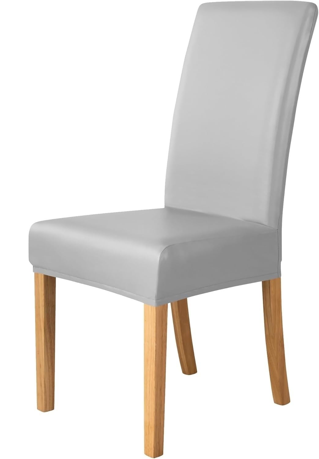 Housse de chaise scandinave en cuir PU gris clair pour salle à manger - Lot de 6