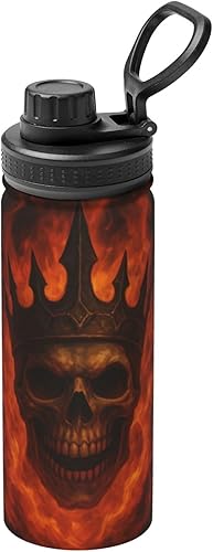 Miniatura 18 de Skull Printed Insulated Water Bottle, 18oz Stainless Steel Funny Travel Mug, Leakproof Hot & Cold for Sports, Gym, Hiking Skull,Scarlet