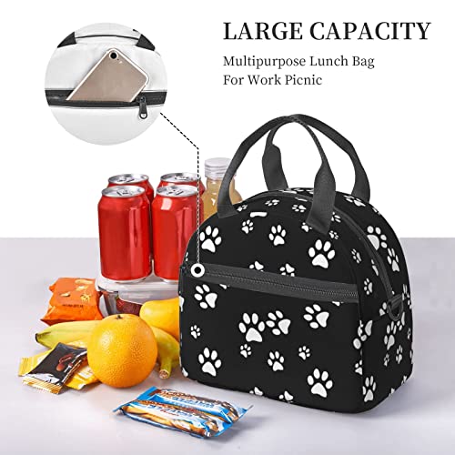 Perinsto Dog Animal Paws Lunch Box Reusable Lunch Bag For Women Large Capacity Lunch Tote With Side Pocket & Shoulder Strap For Boys Girls Adults #TOP6