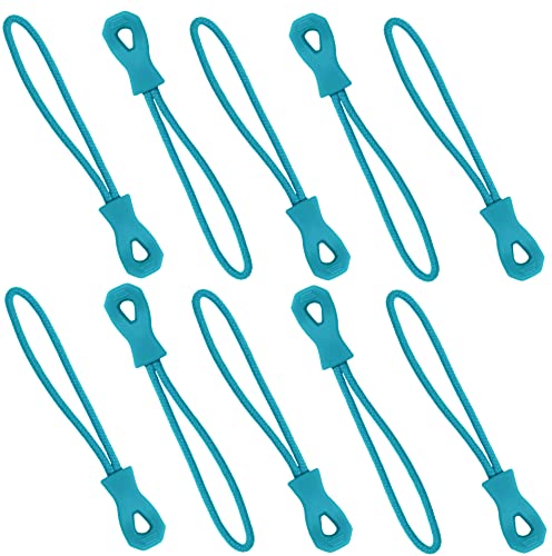 AERZETIX - C62991 - Juego de 10 Cordones/tiradores con punta en plástico para cursor de cremallera - para maleta anorak chaqueta mochila ropa deportivo - color azul/verde