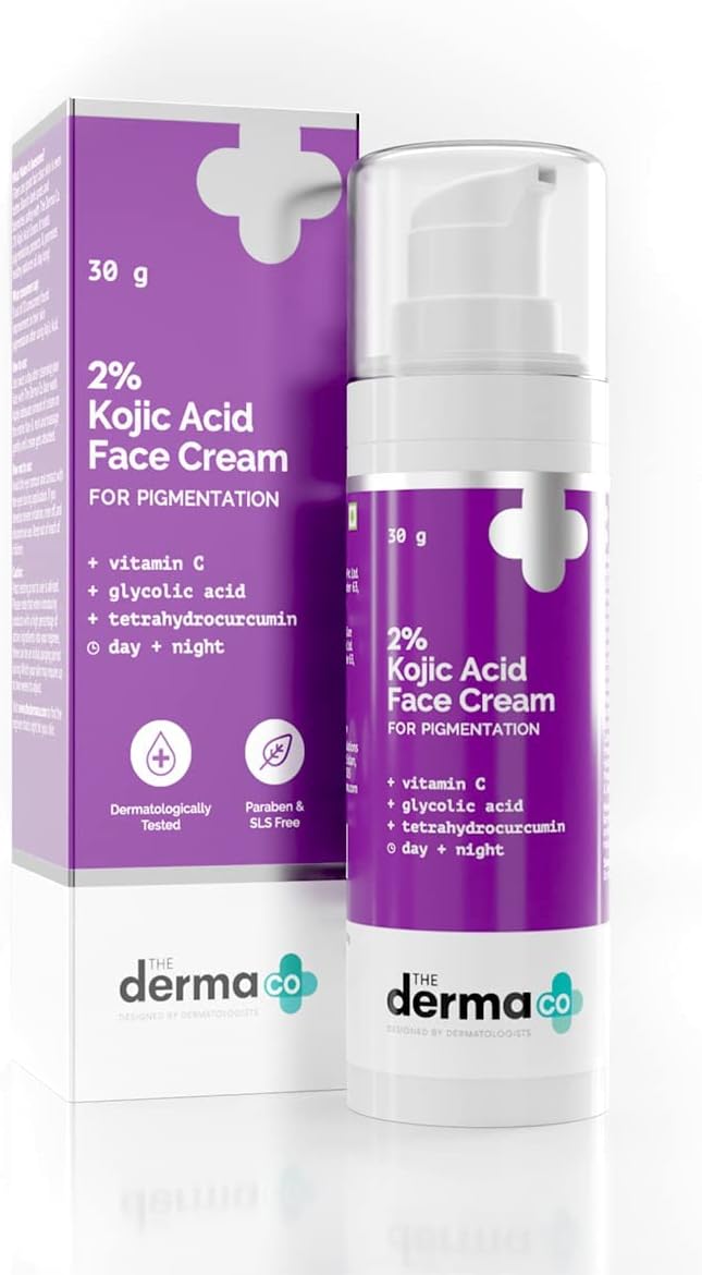 The Derma Co 2% Kojic Acid Cream | Reduces Dark Spots, Pigmentation & Blemishes | Evens Skin Tone | For Men & Women | 30 g