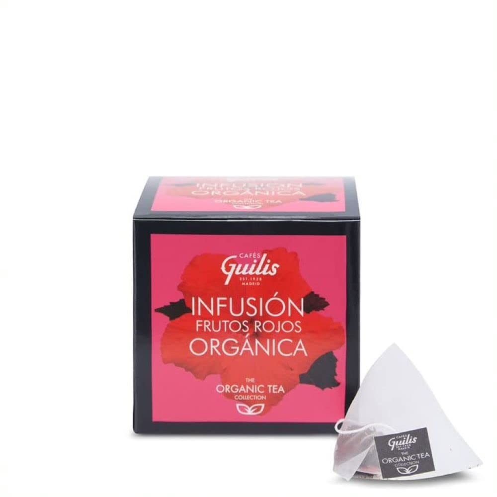 CAFES GUILIS DESDE 1928 AMANTES DEL CAFE Infusión Orgánica de Frutos Rojos en Hoja Caja 15 Pirámides - Pack 4