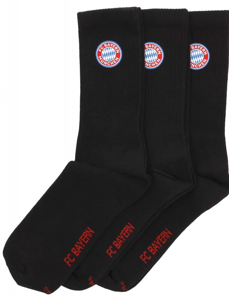 FC Bayern München Crew Socks Pack of 3, black, 43-46
