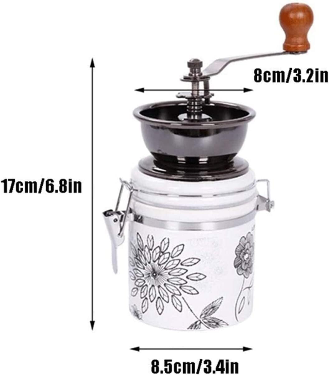 Molinillo Café Oficina Molinillo De Café Manual, Núcleo Cerámica, Mano Para, Utensilios, Granos, Pimienta, Especias Vintage Moledor de Cafe(White)