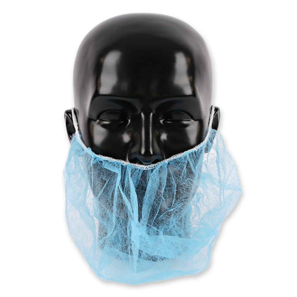FRANZ MENSCH 1000 Stück Hygostar Bartschutz mit Ohrschlaufen Large | PP, weiß, L: 50cm, B: 30cm, Karton, Bartschutz Maske, Barthaube, Einweg-Bartnetze für Männer