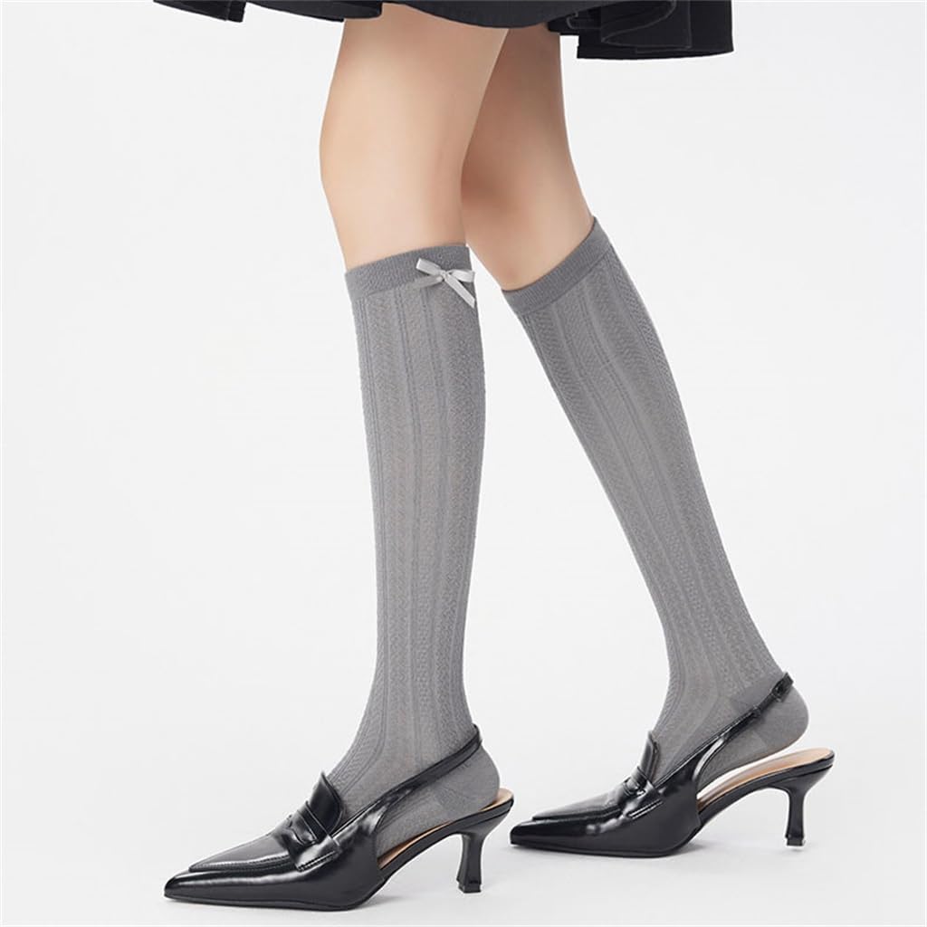 JSEIAJB Grey Calf Socks Medium Tube Socks Women Thin Socks Mesh Calf Socks