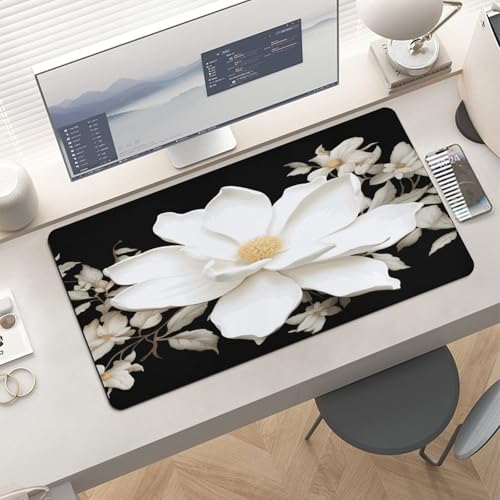 Alfombrilla Blanca Floral Rubber Base Grande 30x60 cm miniatura 6