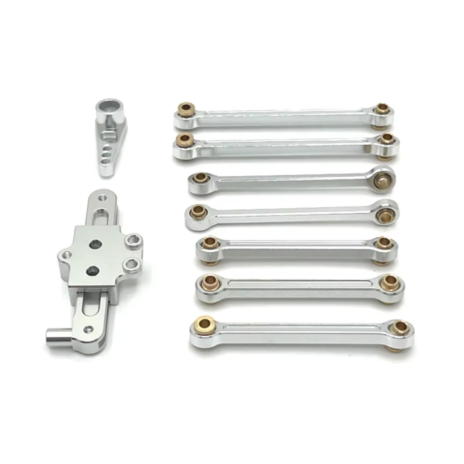 RC Car Accessories for WLtoys 124006 12423 12427 12428 1/12 Metal Upgrade Fixed Rod Steering Group Servo Arm RC Car Parts(Silver)
