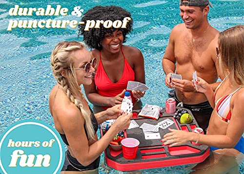 image for Polar Whale Floating Poker Table Red and Black Game Tray for Pool Beac