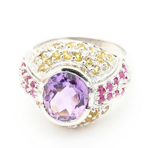 Bague Améthyste Citrine Rubis Argent 925 A-Bijoux 54 symbole d'harmonie et de passion