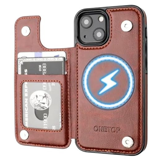 ONETOP Compatible with Magsafe for iPhone 14 Wallet Case,Brown