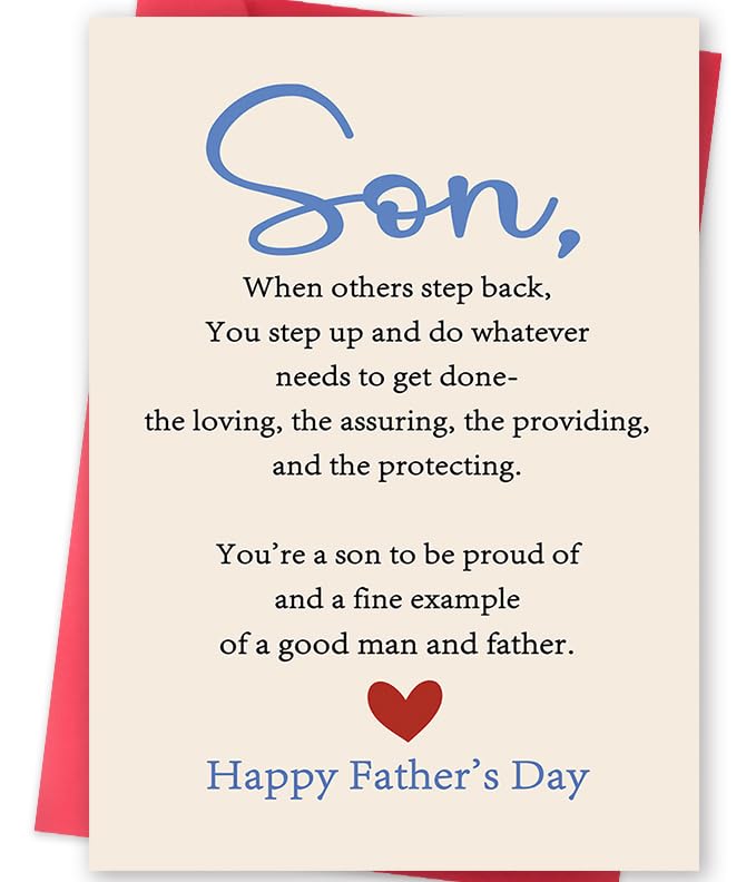 MOROLURU Fathers Day Card for Son Happy Fathers Day Son Card Fathers Day Gift for Men Heartfelt Greeting Card for a Good Men and Father Proud Parent Card