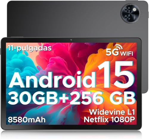 DOOGEE U11 Pro Android 15 Tablet 11 Pulgadas, 30GB+256GB/2TB Tablets para Niños Octa-Core, 8580mAh Batería, HD IPS 90Hz/ Widevine L1/Dobles Altavoces/WiFi 5/13MP+5MP/Face ID/3.5mm Jack Tableta Gaming