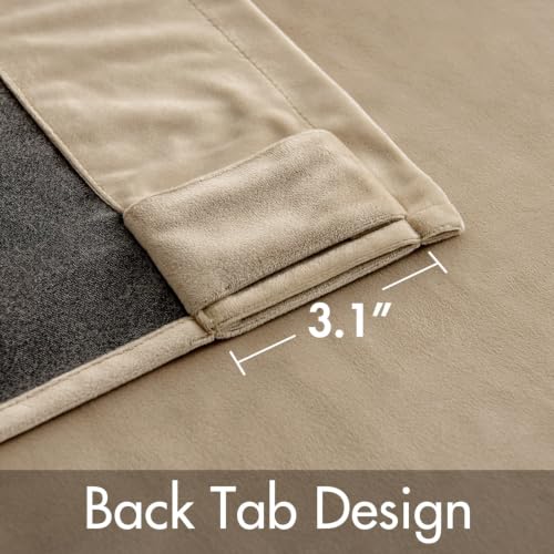Image of MIULEE Velvet Curtains 52x90 inches 2 Panels Cream Beige Blackout Curtains | Luxury, Bedroom Living Room, Thermal Insulated, Super Soft Window Drapes, Rod Pocket & Back Tab