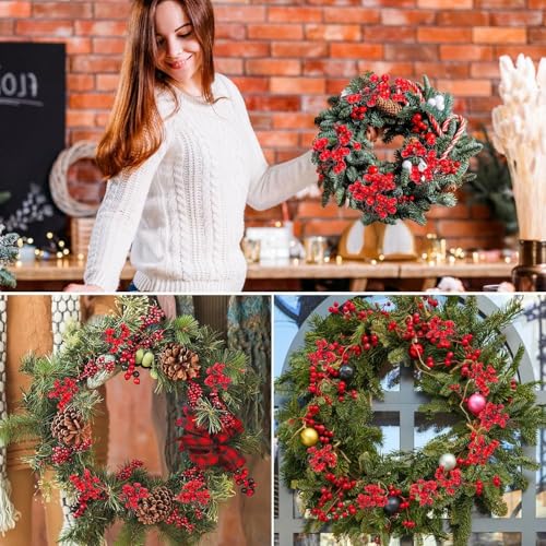 Image of CURATED CART 4PCS Artificial Berries for Decoration 18 Inch - Waterproof Burgundy Holly Berry Picks for Christmas Tree, Wreath, DIY Crafts, Floral Arrangements, Holiday, Wedding & Winter Home Decor