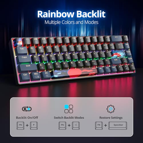 Image of 65% Mini Wired Keyboard Backlit for Office Gaming,68 Samurai B