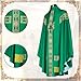 YOYEMAM Church Catholic Priest Chasubles Vestments, Robe Chasuble Mass Round Collar Robe with Stole Men (Green, Large)