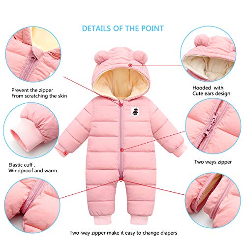 Image of Happy Cherry Baby Girls Boys Warm Snowsuit Jumpsuit Down Coat Romper Padded Onesie