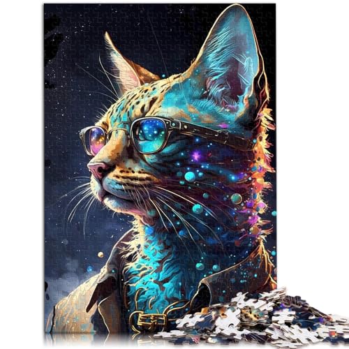 Puzzle de 1000 piezas para adultos, gato Savannah, juegos educativos, rompecabezas de decoración del hogar, una obra de arte adecuada para y jóvenes a partir de 14 años, 26 x 38 cm