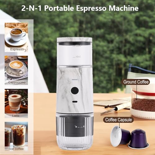 Cafetera portátil 2 en 1 compatible con cápsulas y café molido 100 mL miniatura 2
