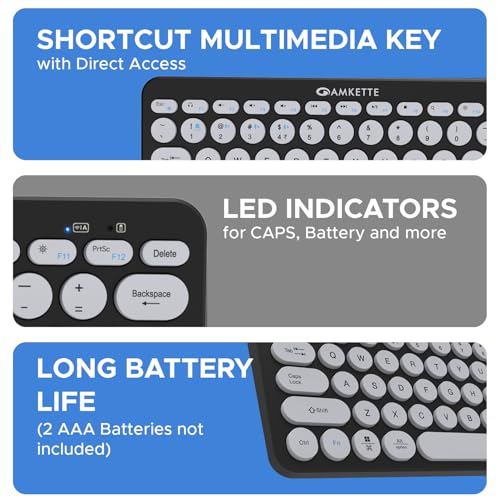 Amkette Optimus BT 4 in 1 Wireless Keyboard 2.4 GHz & Bluetooth 5.0 Connectivity with 3 Bluetooth and 1 USB Device, Compact Bluetooth Keyboard,... - Image 6