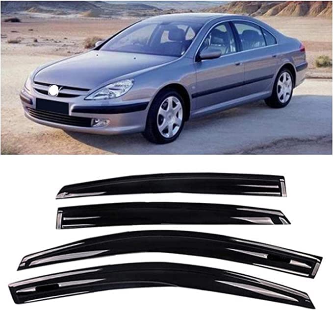 EZURI Cortavientos para ventanilla de Coche para Peugeot 607 2004-2006,Ventanas Laterales Delantera Trasera Protector Humo Lluvia Visera Deflector