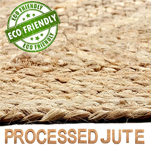 100% Jute Area Rug 2.6’X8’-Hand Crafted Natural Fiber-Vintage Collection-Eco Friendly Carpet-Farmhouse Indoor Beautiful Style For Living & Bedroom-Braided Carpet For Accent Floor Coverings(Rectangle) #TOP3