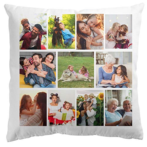 Coussin Personnalisé Photo Taie d'oreiller 40cm x 40cm Blanc 100% Polyester Couvrir Canapé Décoration de Maison Cadeau personnalisé Date d'anniversaire Mariage Souvenir Cover